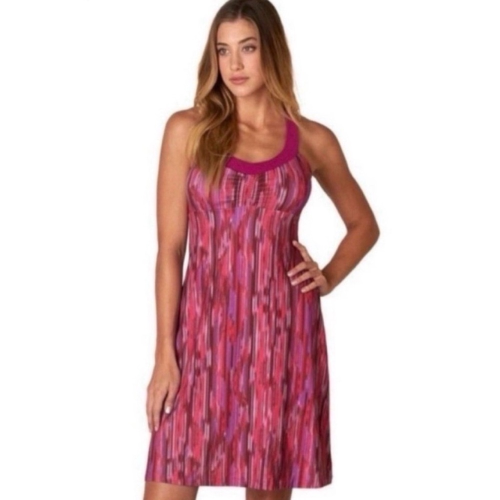 prAna Shauna Azalea RainblurPink Dress Built-In Shelf Bra - XS - EUC